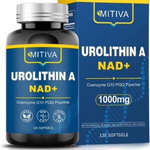 Urolithin A Supplement with NAD+, CoQ10 & PQQ – Antioxidants and Mitochondrial Support for Vitality and Healthy Aging – Focus & Muscle Recovery for Men and Women – 120 Softgels